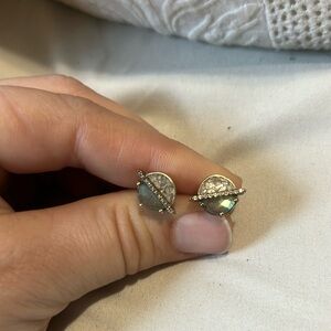Raw diamond planet earrings